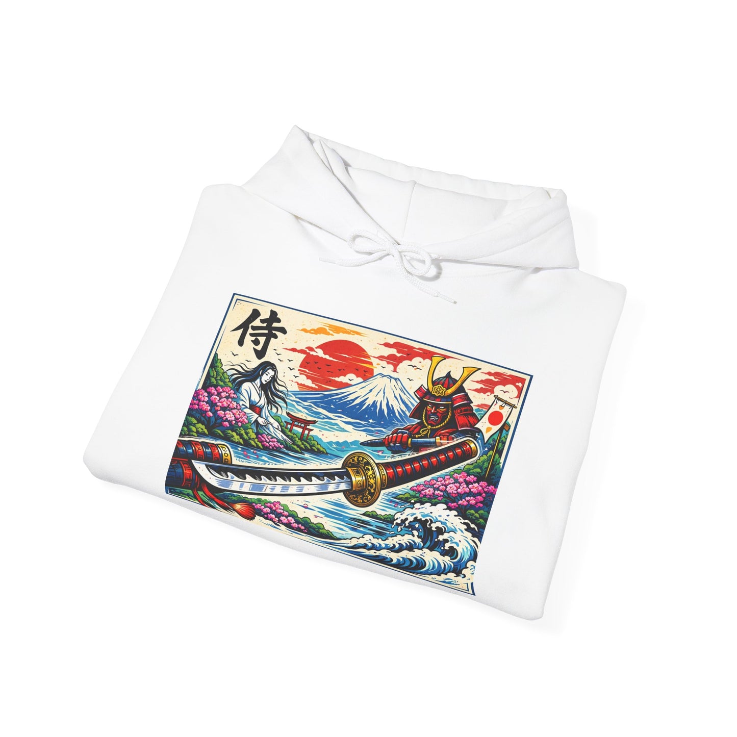 Samurai Wave Hoodie — Japanese Ukiyo-e Sunset Boat