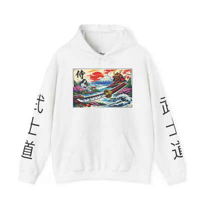 Samurai Wave Hoodie — Japanese Ukiyo-e Sunset Boat